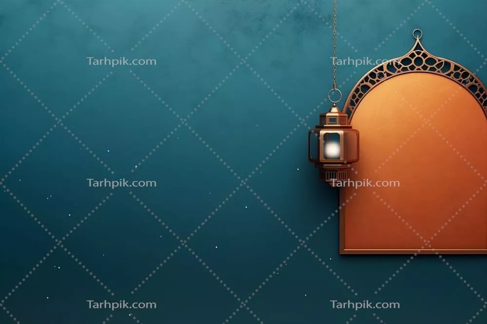 تبریک عید فطر و رمضان کریم با طرح فانوس اسلامی و مسجد
