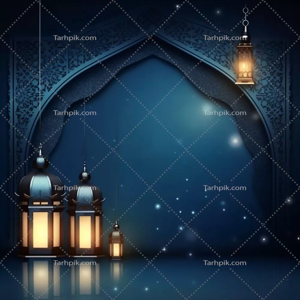 پیام های عید مبارک و رمضان کریم با چراغ اسلامی و زمینه عید فطر