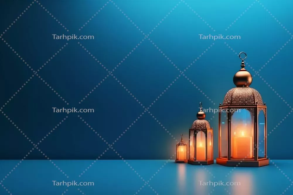 بهترین تبریکات عید فطر و رمضان با تصویر فانوس اسلامی و مسجد