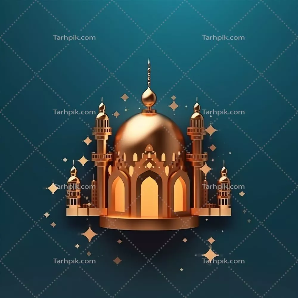 پیام های عید مبارک و رمضان کریم با چراغ اسلامی و پس زمینه عید فطر