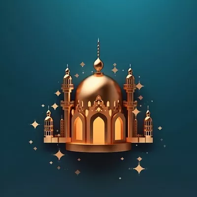 پیام های عید مبارک و رمضان کریم با چراغ اسلامی و پس زمینه عید فطر