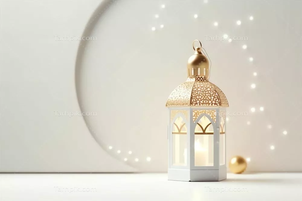 تبریکات عید قربانی و رمضان کریم با طراحی فانوس اسلامی و背景 مسجد و عید فطر