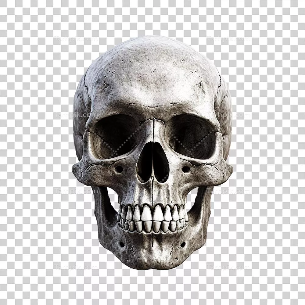 تری دی مدل جمجمه واقعی تولید شده با هوش مصنوعی بر روی پسزمینه شفاف