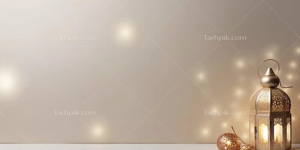 جشن دیجیتالی ایام مبارک عید اسلامی با چراغهای رنگی و زمینه روشن