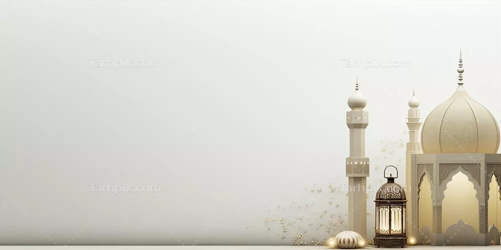جشن اسلامی عید مبارک و عید قربانی با فانوسهای مصنوعی در پسزمینه روشن