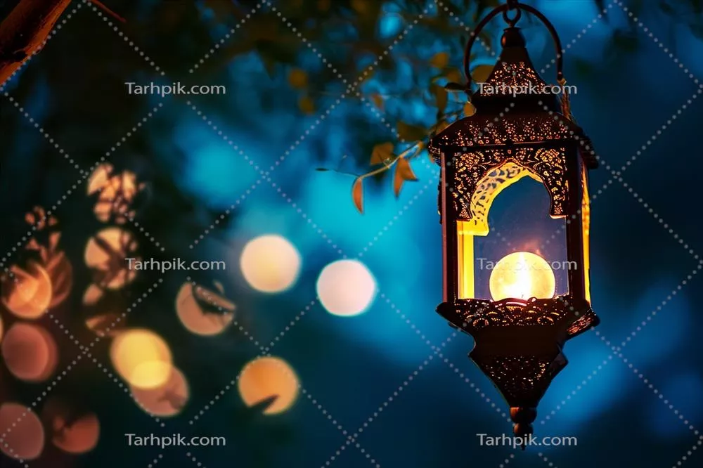 فانوس رنگارنگ آویزان رمضان با طراحی نورانی هوش مصنوعی