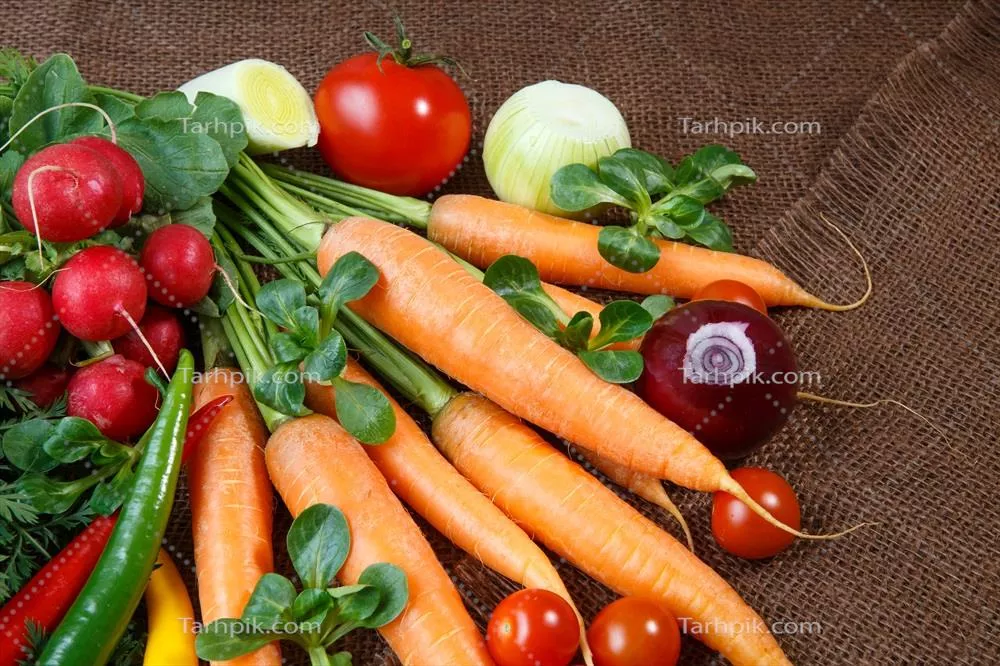 نگارهای بیحرکت از سبزیجات تازه و ارگانیک مختلف