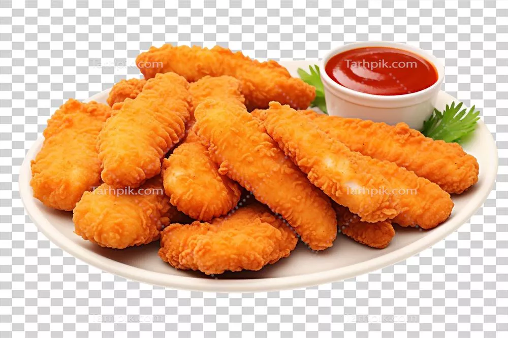 Tender و خوشمزه‌ی مرغ گیاهی تولید شده با هوش مصنوعی در پس‌زمینه شفاف