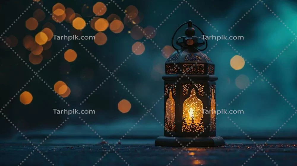 چراغ اسلامی بی‌نظیر تولید شده توسط هوش مصنوعی بر روی زمین با نورهای بوکه شگفت‌انگیز