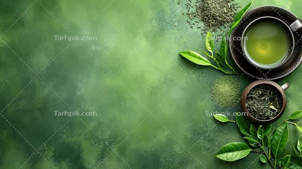 تبلیغ چای سبز تولید شده با هوش مصنوعی با فضایی برای متنی دلخواه