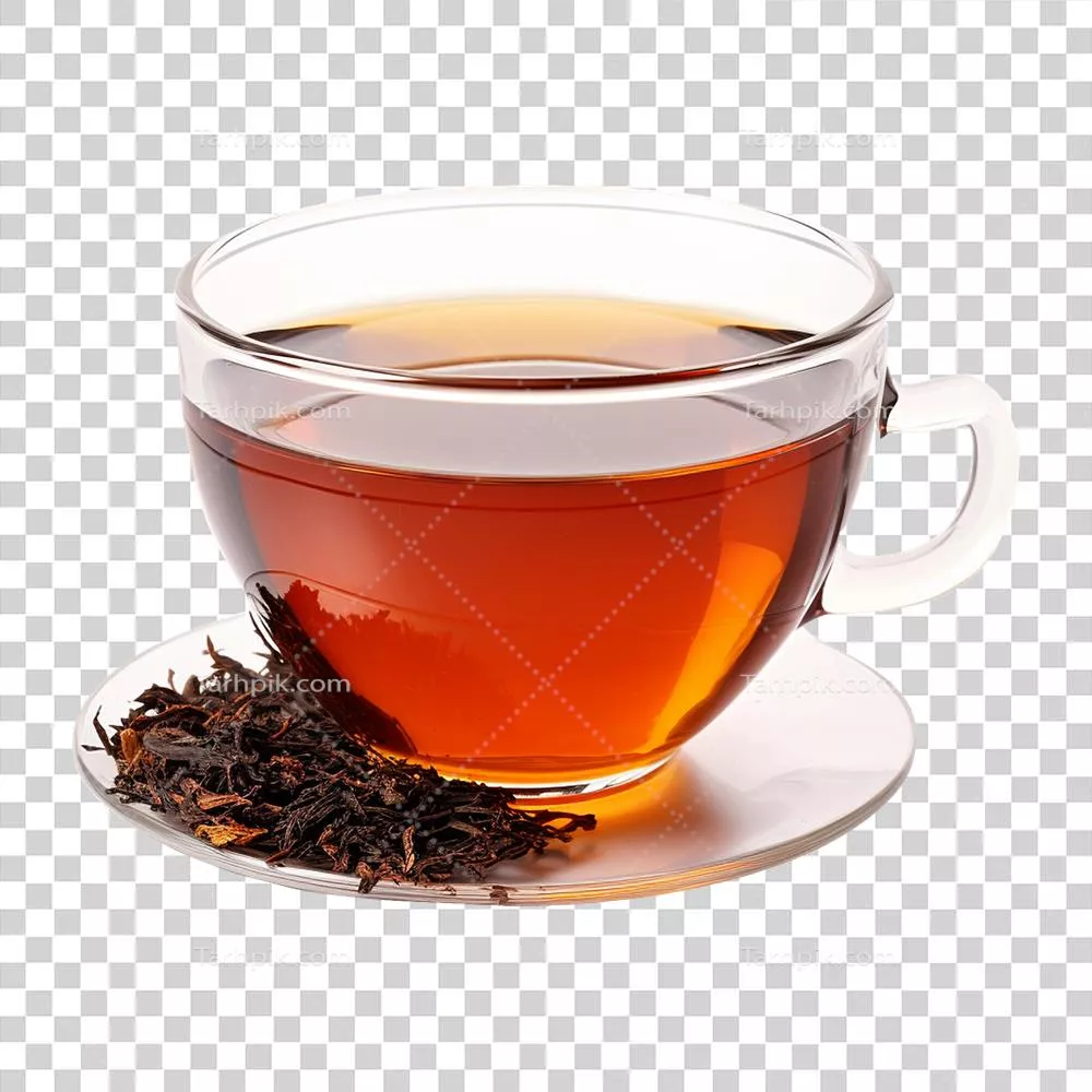 چای سیاه تولید شده با هوش مصنوعی در یک لیوان روی پسزمینه شفاف
