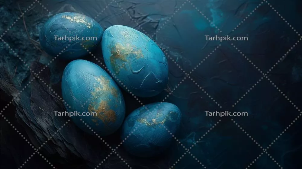 هنر آفرینی تخممرغهای عید پاک به رنگ آبی و طلایی با هوش مصنوعی
