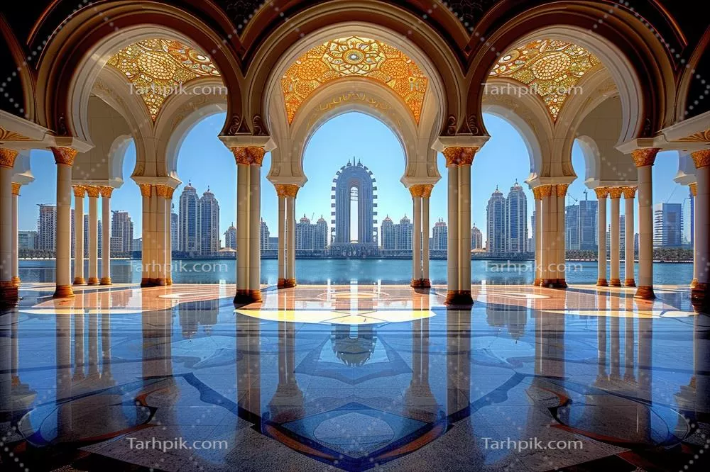 طراحی با آب رنگ ساخته شده توسط هوش مصنوعی برای کارت تبریک ویژه رمضان و تزئینات اسلامی