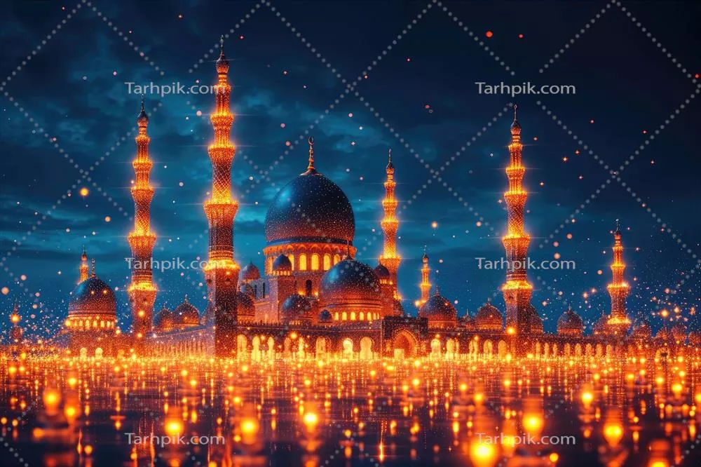 کارت پستی اسلامی تولید شده با هوش مصنوعی برای ماه رمضان و عید مبارک