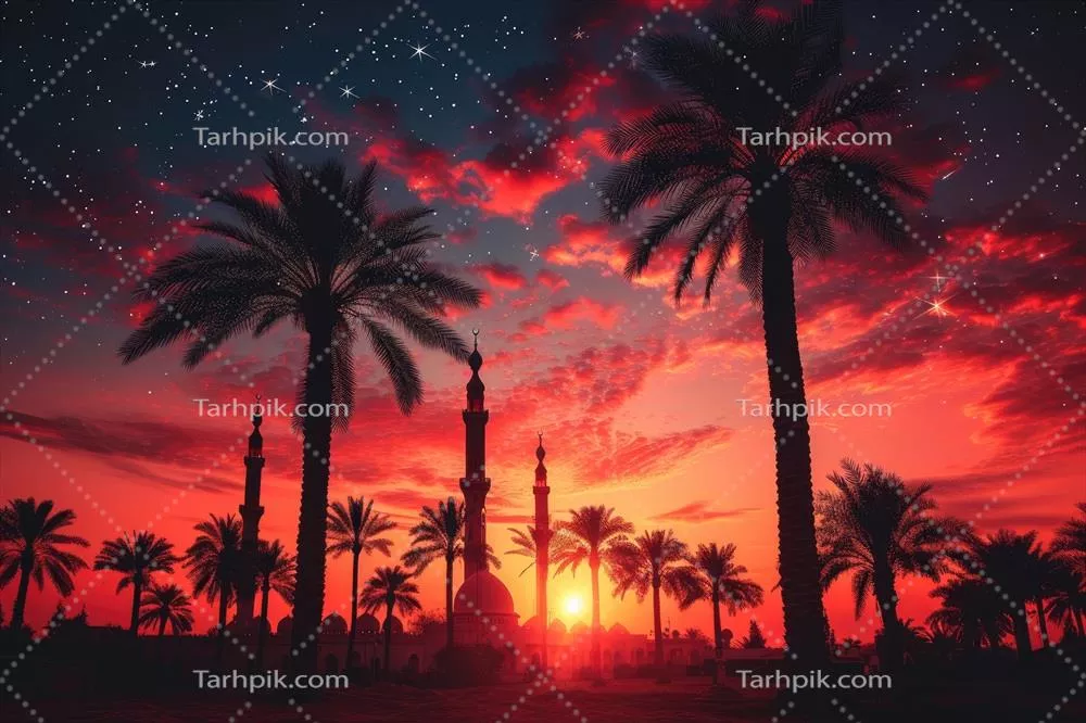کارت تبریک اسلامی با طراحی هوش مصنوعی برای ماه رمضان و عید مبارک