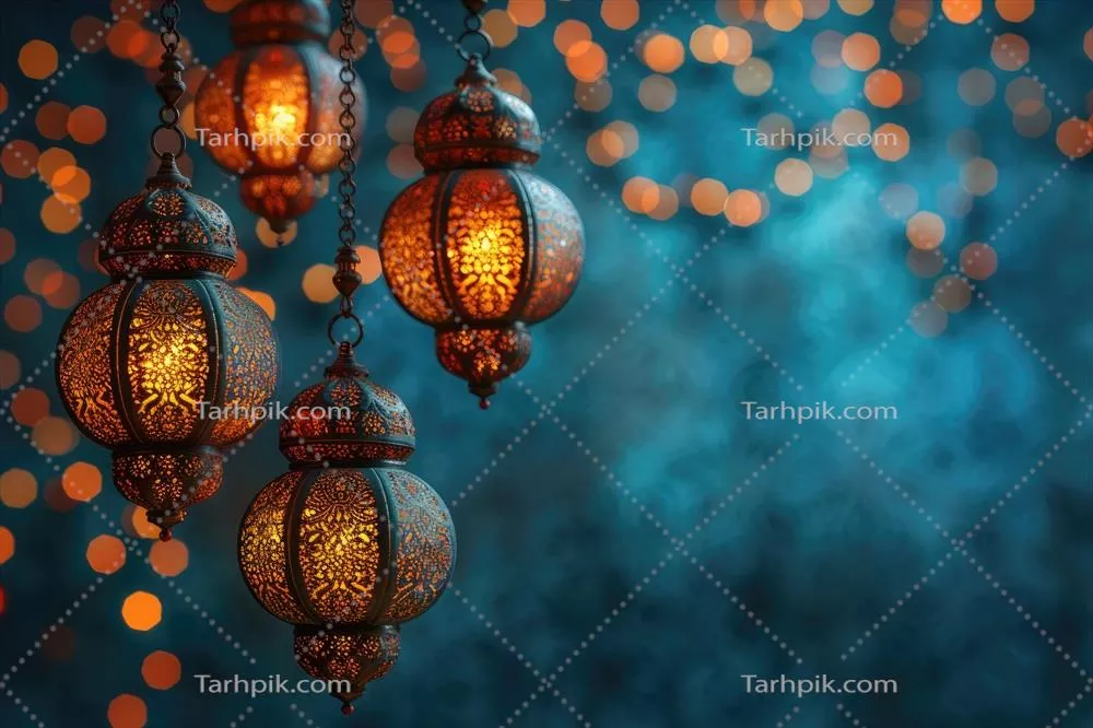 کارت تبریک اسلامی طراحی شده با هوش مصنوعی برای ماه رمضان کریم و عید مبارک