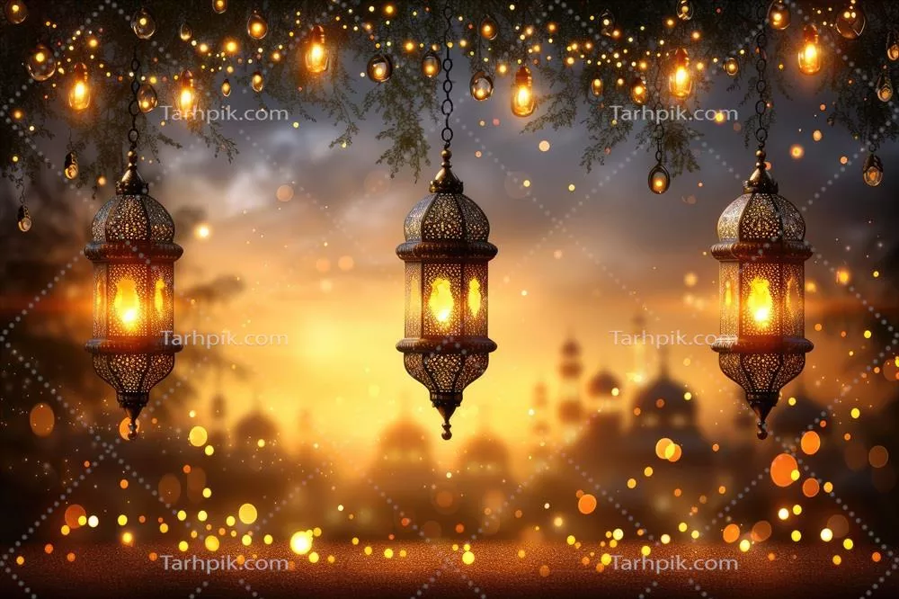 کارت پستال اسلامی طراحی شده با هوش مصنوعی برای رمضان کریم و عید مبارک