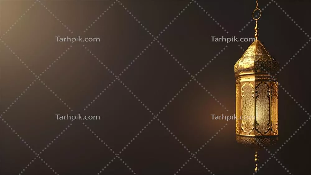 پس زمینه اسلامی رمضان کریم تولید شده با هوش مصنوعی با ناحیه خالی برای متن و فانوس عربی