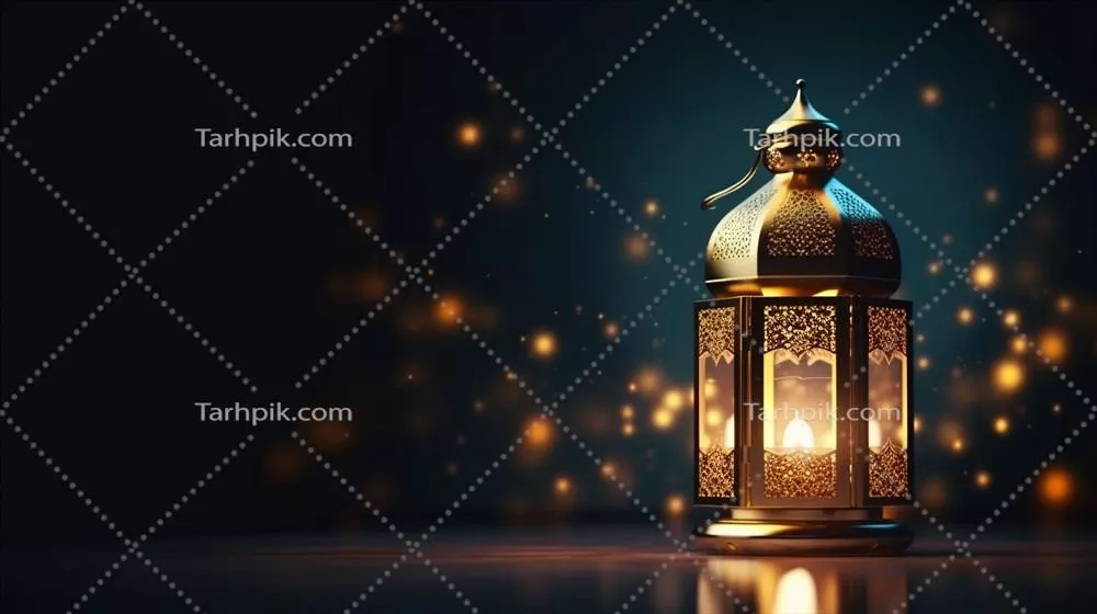 پسزمینه واقعی اسلامی تولید شده با هوش مصنوعی همراه با فانوسهای تزئینی