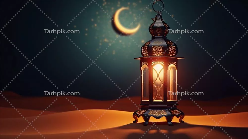 پس‌زمینه اسلامی واقعی و جذاب با چراغ‌های زینتی و طراحی هنری
