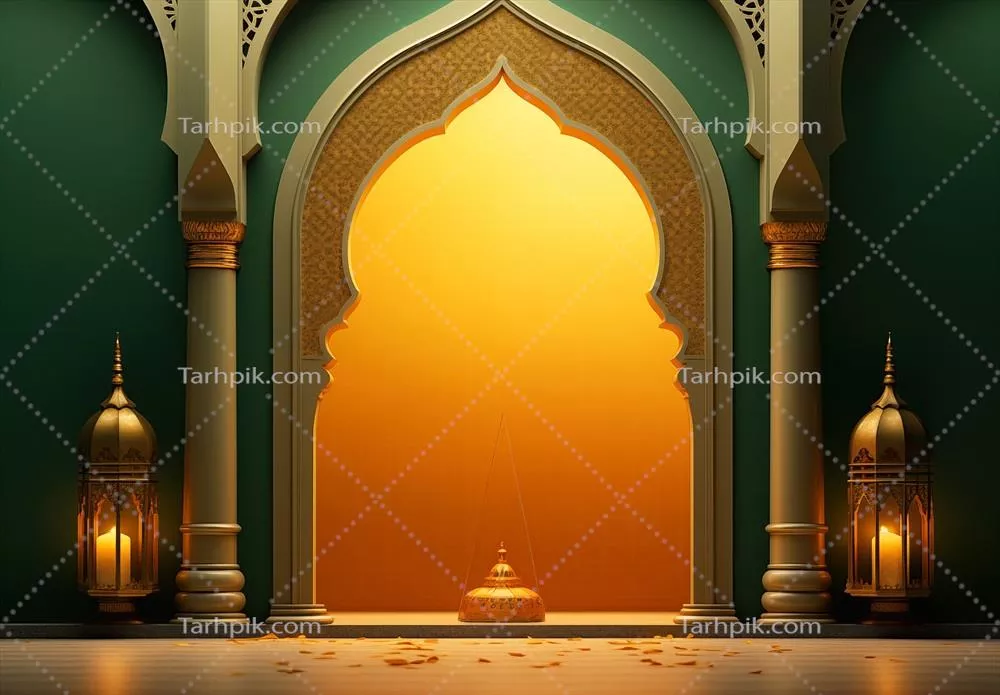 جشن لوکس رمضان با معماری اسلامی در سبک مشکی و برنزی و تزیینات دیواری لوکس
