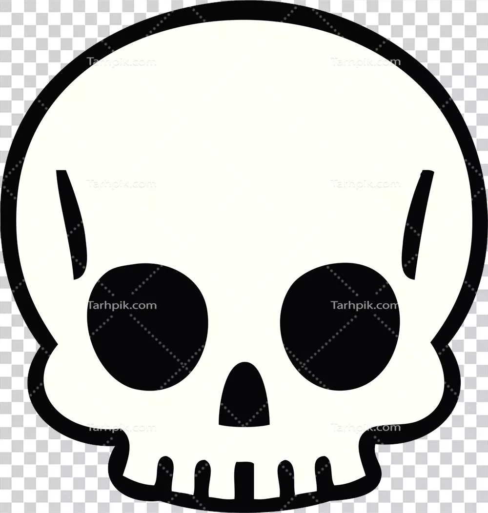 طرحی دستکشیده از یک جمجمه کارتونی با حال و هوای خاص و عجیب