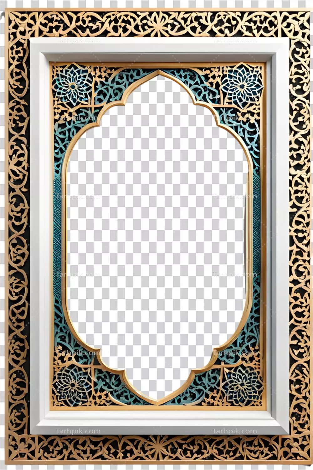 حاشیه اسلامی تولید شده توسط هوش مصنوعی با پس‌زمینه شفاف
