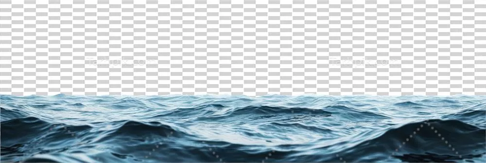 تولید شده توسط هوش مصنوعی: سطح آب دریا با پس‌زمینه شفاف