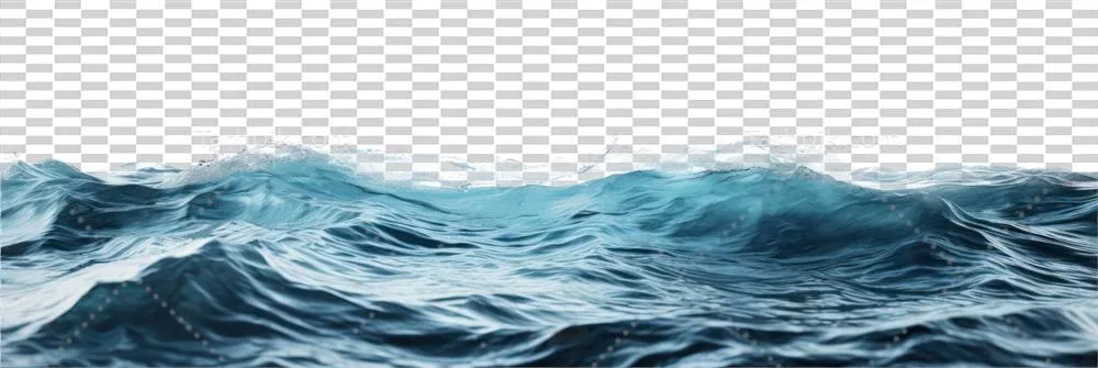 تصویر سطح آب دریا به صورت تولید شده با هوش مصنوعی بر روی پس‌زمینه شفاف