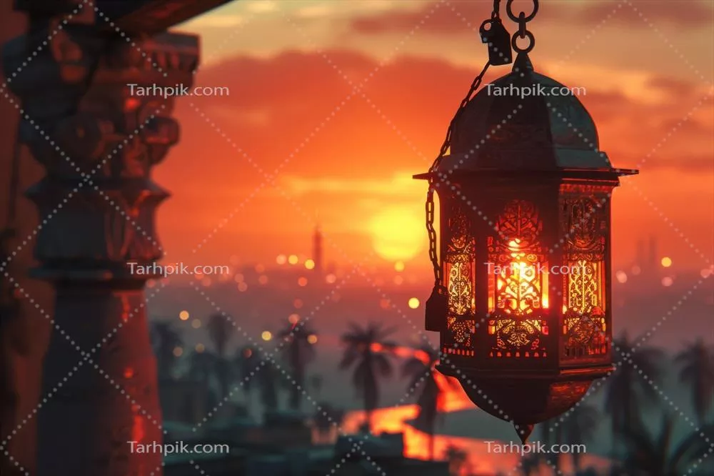 نورپردازی برجسته یک شهر در ماه رمضان با فانوس های تولید شده توسط هوش مصنوعی