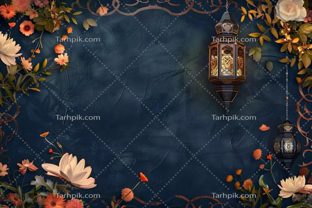 پسزمینه اسلامی ماه رمضان تولید شده با عناصر گیاهی و گلدار
