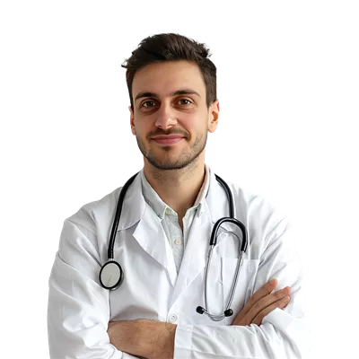 پرتره پزشک مرد با اعتماد به نفس و لبخند - مفهوم پزشکی و بهداشت