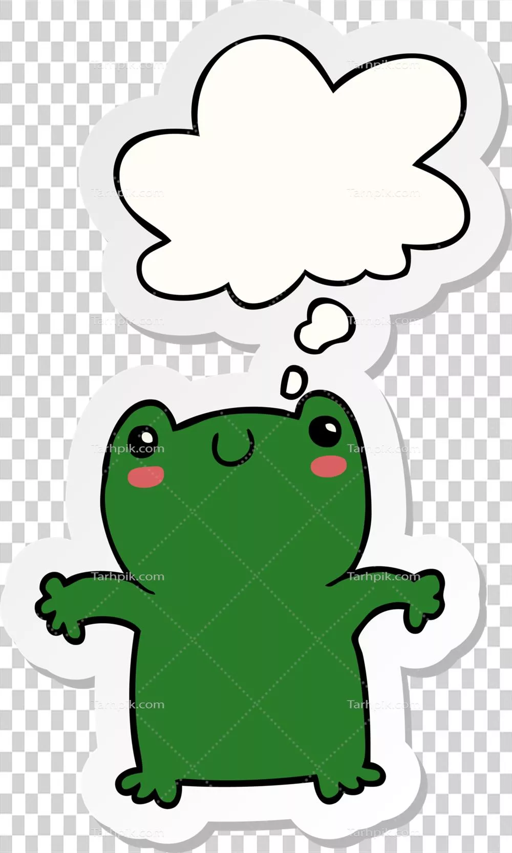 چسباندنی کارتونی قورباغه با حباب فکر، مناسب برای تزیین و هدیه