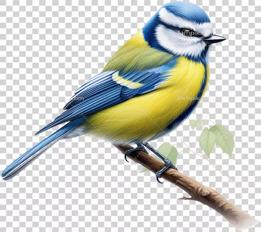 اثر هنری رنگی از پرنده آبی‌تی با خط‌های ظریف و شیک به سبک آبرنگ