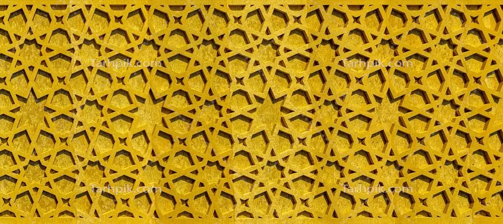 تکهای از موزاییک هندسی اسلامی با طراحی آبستره و الگوهای سنتی