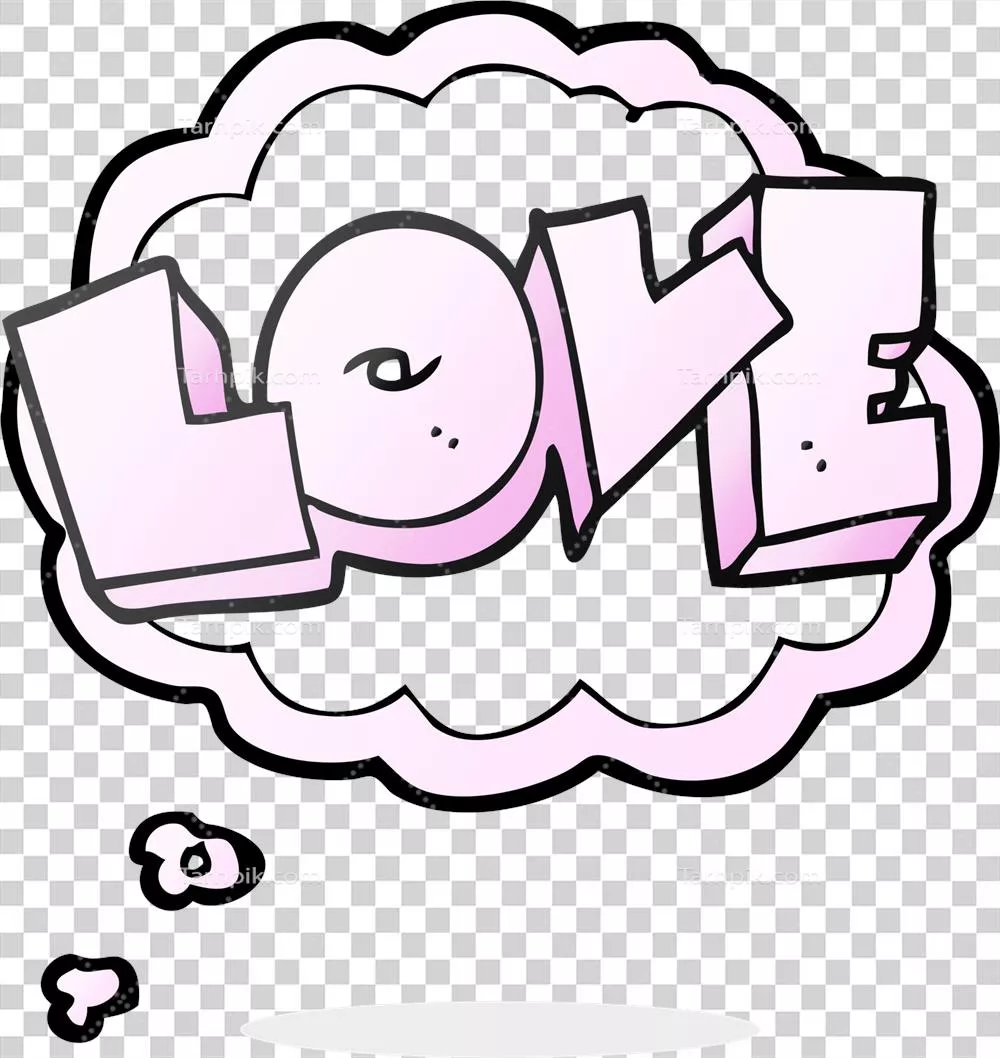 کارتون حبابی فکر درباره نشانه عشق: شادی و عواطف