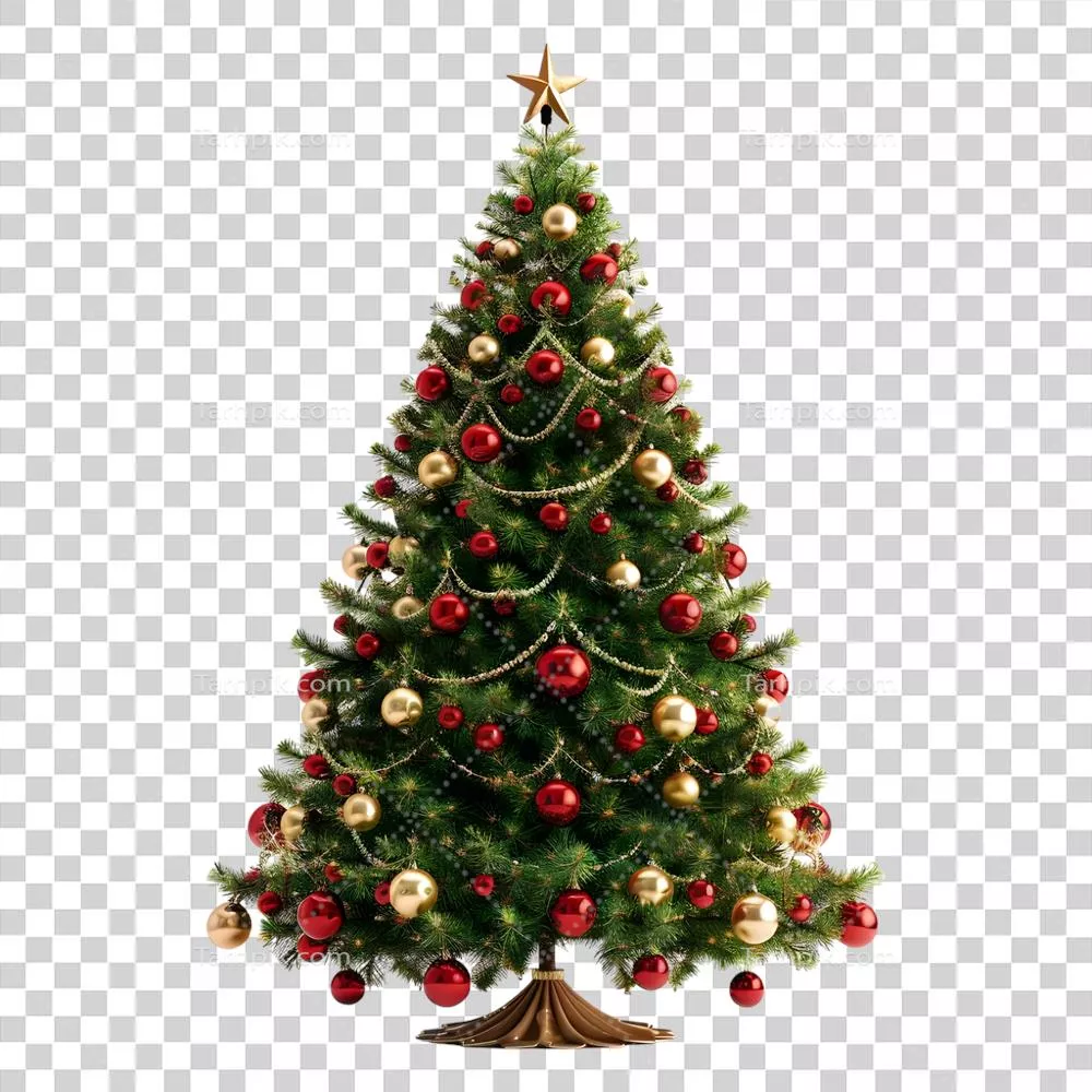 درخت کریسمس با پسزمینه شفاف و زیبا برای تزئینات جشن