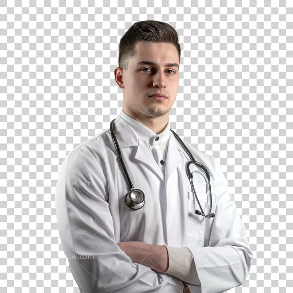 پرتره یک پزشک با زمینهی خنثی و بدون هیچ گونه حواسپرتی