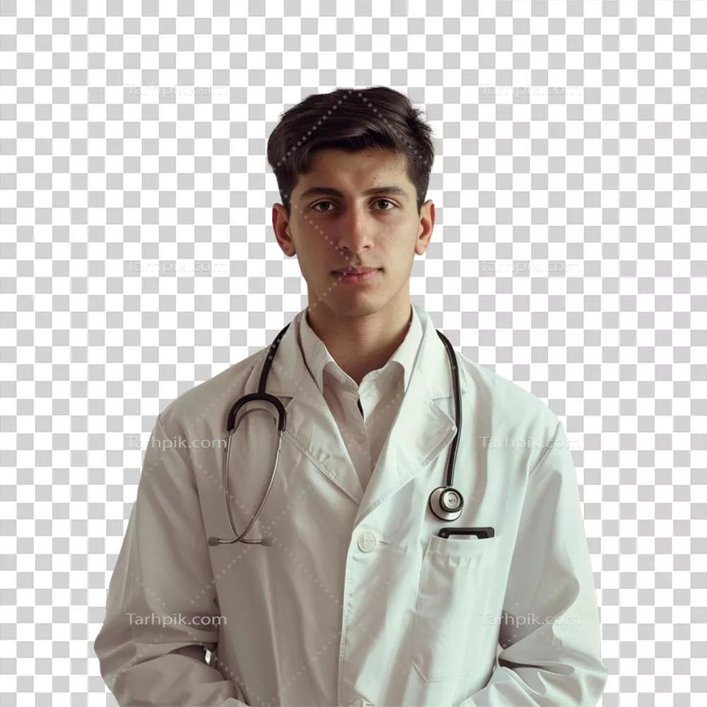 پرتره دکتری با پس‌زمینه جداشده و قابل استفاده در پروژه‌های مختلف