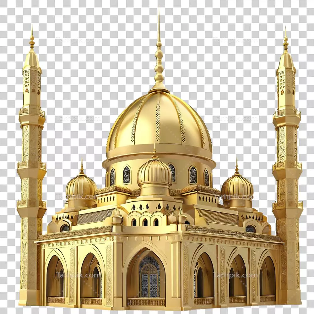 تصویرسازی از یک مسجد طلایی بینظیر با جزئیات دقیقی