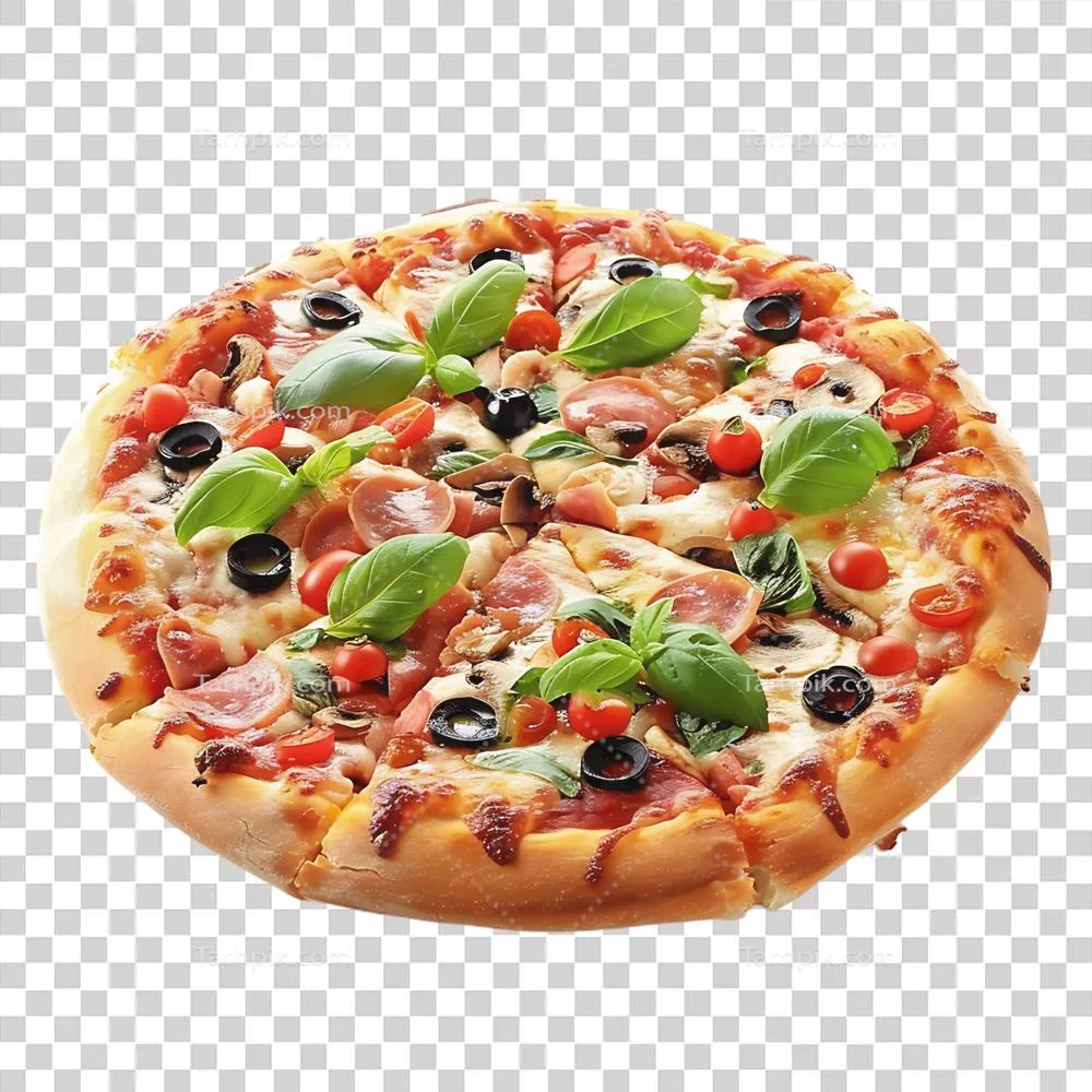 پیتزای خوشمزه با پس‌زمینه شفاف و ایزوله شده