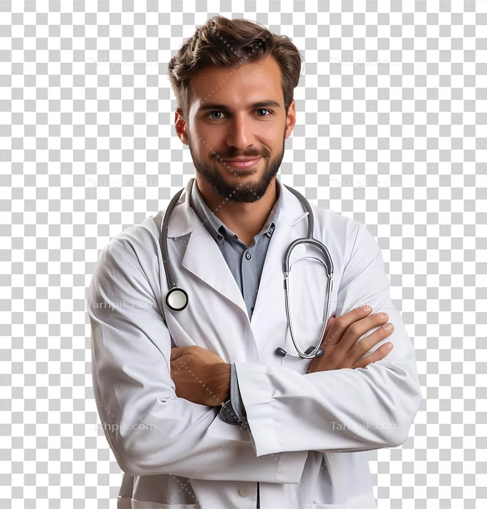 متخصص پزشکی مرد مطمئن بر روی پسزمینه شفاف و ایزوله شده