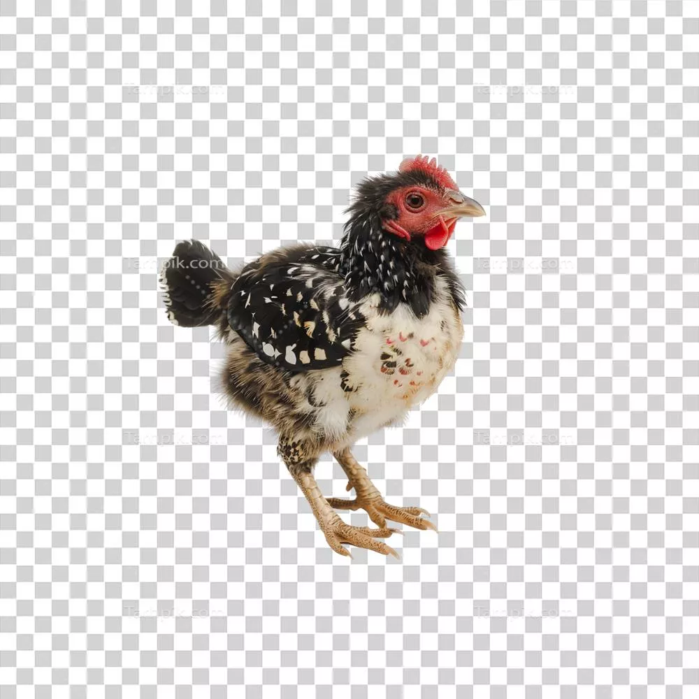 عکس مرغ بر روی پس‌زمینه شفاف و روشن با جزئیات واضح