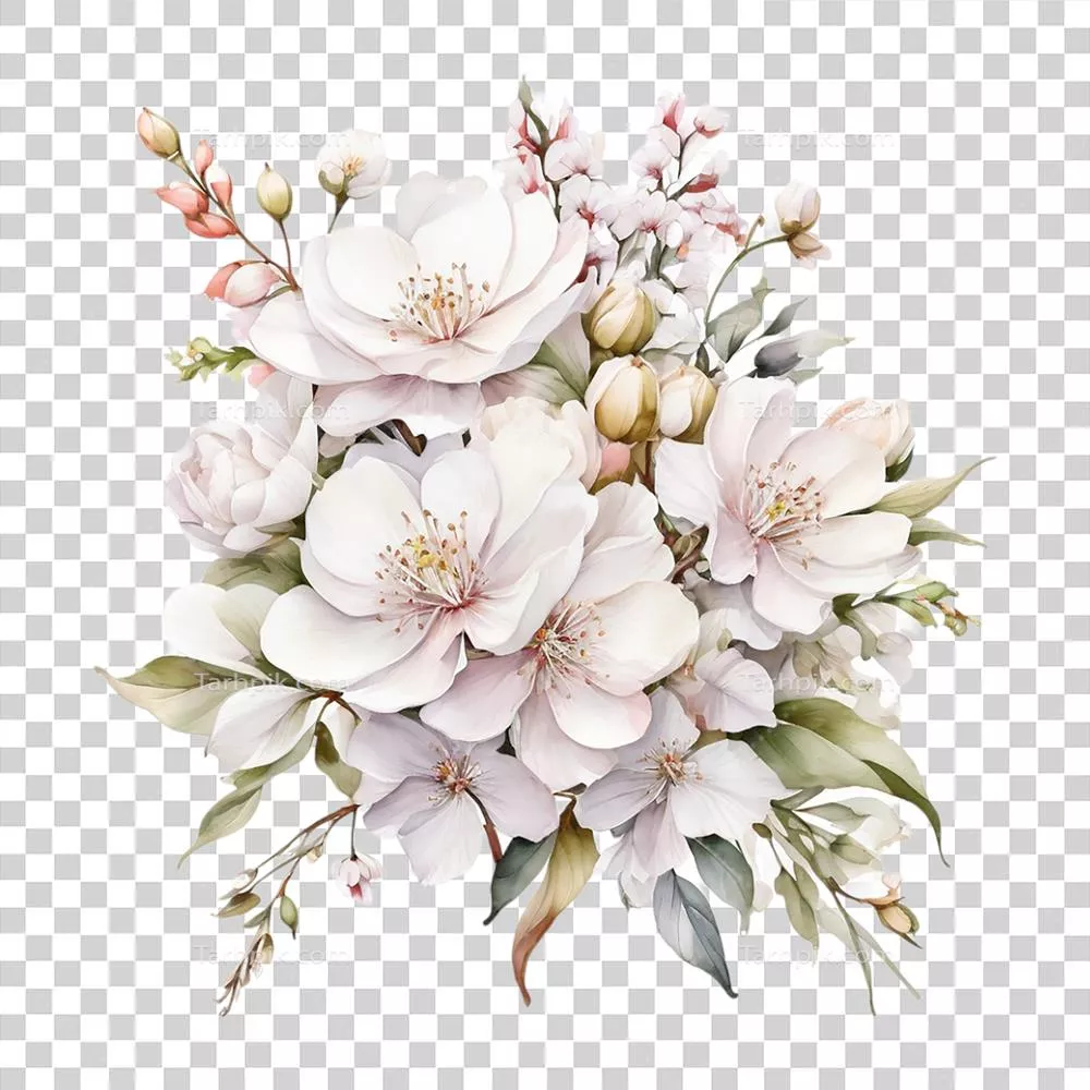 طراحی با آبرنگ گل‌ها و دسته‌گل‌های شاداب برای دکوراسیون عروسی