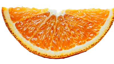 برش پرتقال روی پسزمینه شفاف به شکل زیبا و جذاب