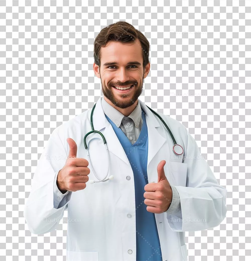 دکتر با علامت تایید در پس زمینه شفاف و عاری از اختلال