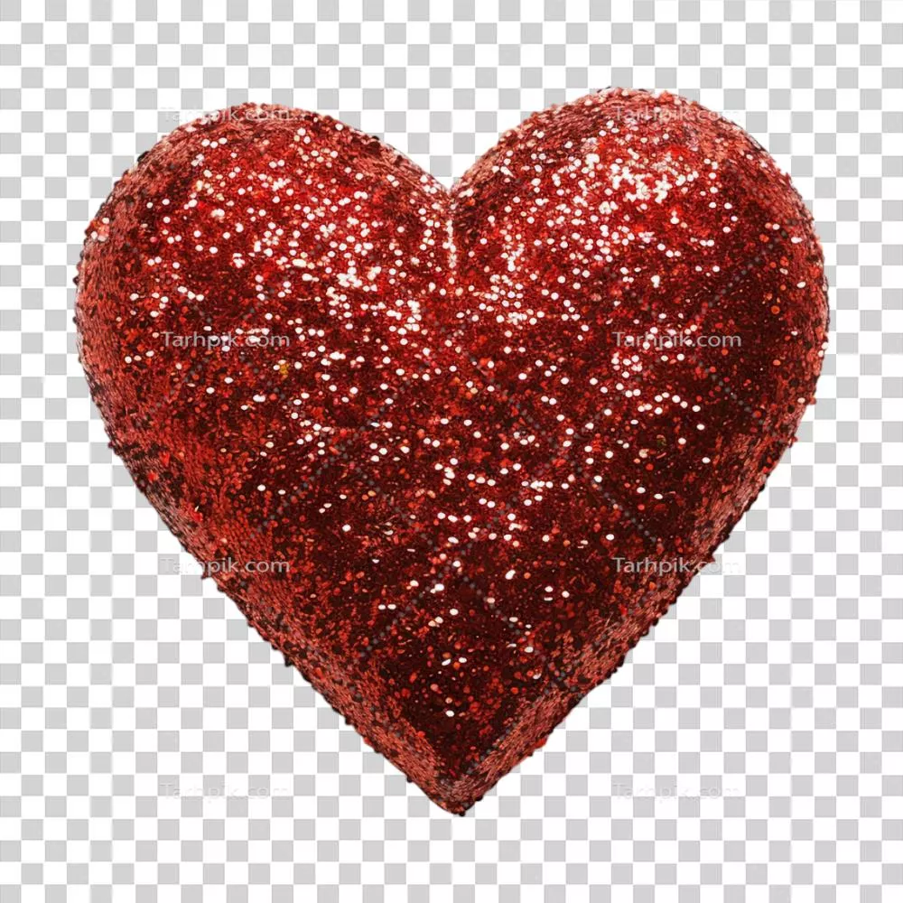 قلب درخشان و عاشقانه برای روز ولنتاین بر روی پس زمینه شفاف