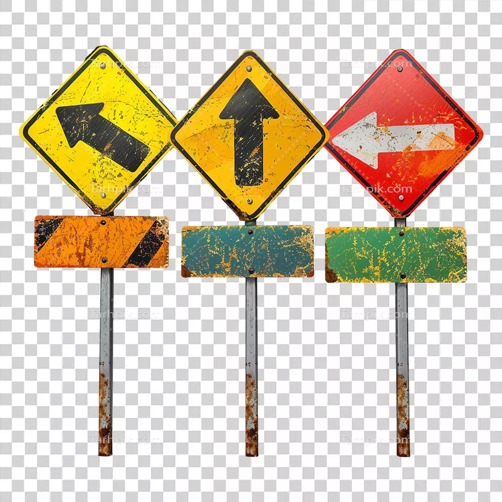 تابلوی جاده‌ای جدا شده بر روی یک پس‌زمینه شفاف