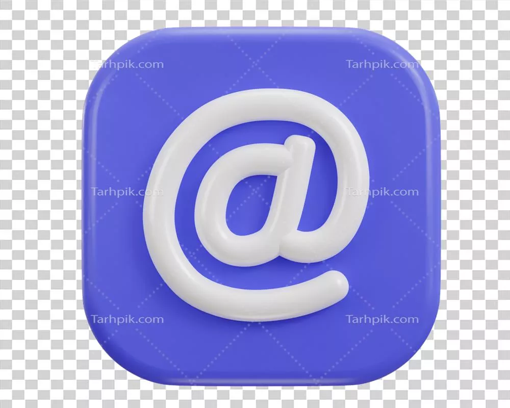 تصویر نماد ایمیل سه بعدی روی نماد @ و دکمه در طراحی آیکون