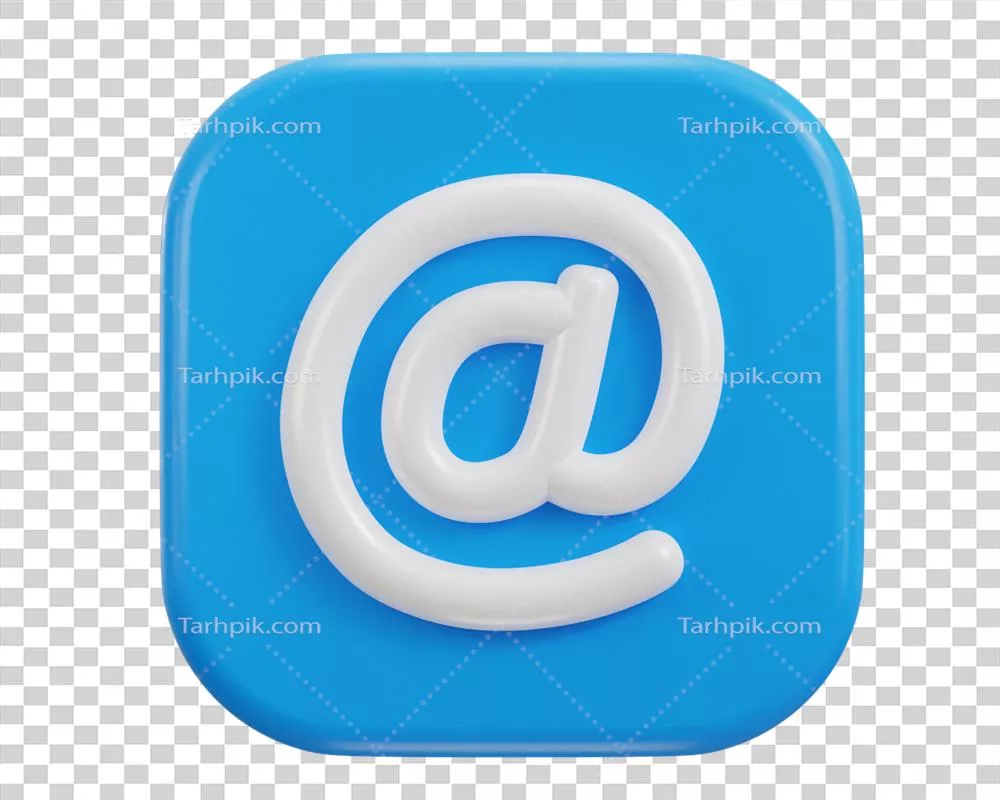 تصویر سه بعدی آیکون ایمیل روی دکمه نشان @ به همراه طراحی جذاب